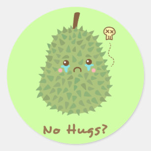 Verdrietige Durian die geen knuffels krijgt Ronde Sticker