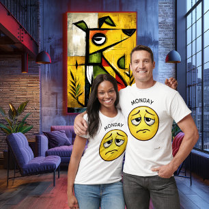 Verdrietige Emoji Maandag Stemming Minimaal Emotio T-shirt