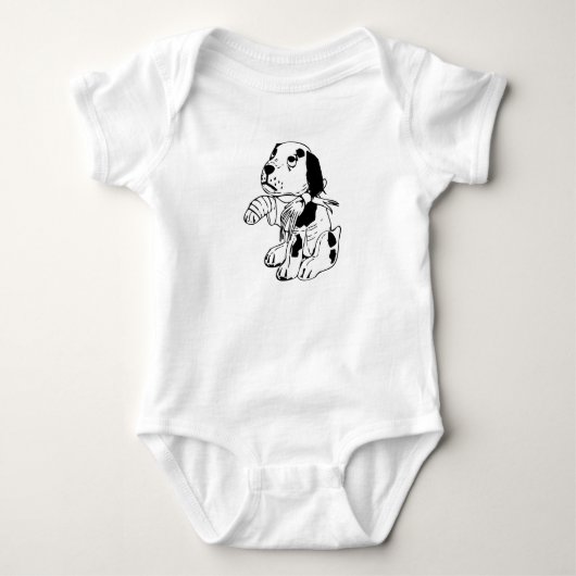 Verdrietige Hond Met Gebroken Poot Romper (Voorkant)