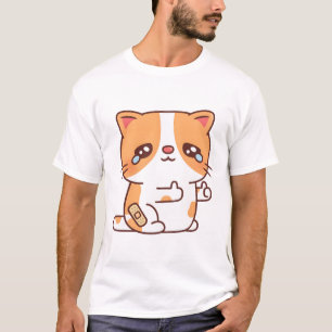 Verdrietige Huilende Kat Maar Duim Omhoog T-shirt