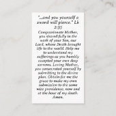 Verdrietige Moeder Gebed Kaart Contactkaartje (Achterkant)