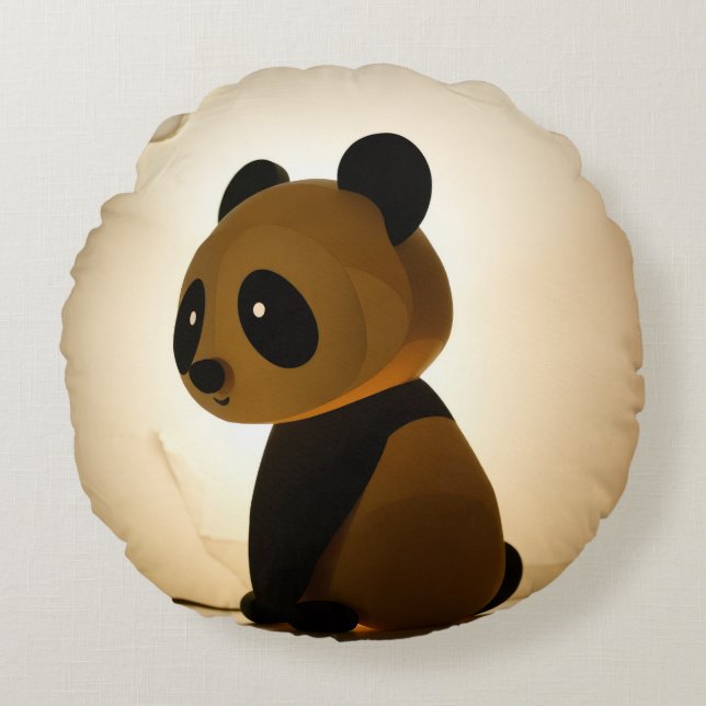 Verdrietige Panda Rond Kussen (Voorkant)