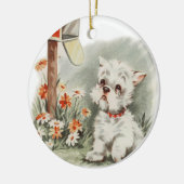  verdrietige puppy wacht op een Ornament voor een  (Links)