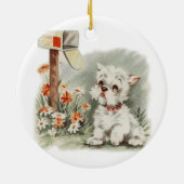  verdrietige puppy wacht op een Ornament voor een  (Achterkant)