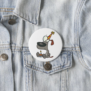 Verdrietige Verjaardag Hond Cartoon met Cupcake Ronde Button 7,6 Cm