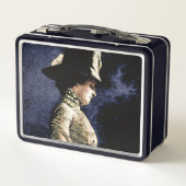 Verdrietige  Victoriaans vrouw met veren Pet (Achterkant)