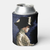 Verdrietige  Victoriaans vrouw met veren Pet Blikjeskoeler (Blikje Voorkant)