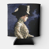 Verdrietige  Victoriaans vrouw met veren Pet Blikjeskoeler (Voorkant)