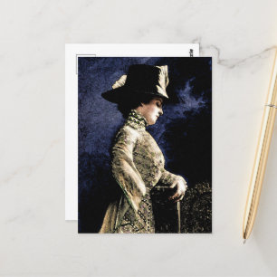 Verdrietige  Victoriaans vrouw met veren Pet Briefkaart
