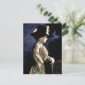 Verdrietige  Victoriaans vrouw met veren Pet Briefkaart (Staand voorkant)