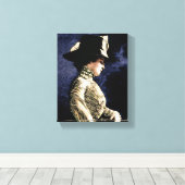 Verdrietige Victoriaans vrouw met veren Pet Canvas Afdruk (Insitu (Houten vloer))