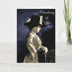 Verdrietige Victoriaans vrouw met veren Pet Kaart