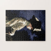 Verdrietige Victoriaans vrouw met veren Pet Legpuzzel (Horizontaal)