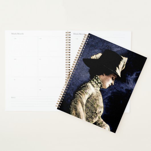 Verdrietige  Victoriaans vrouw met veren Pet Planner (Display)