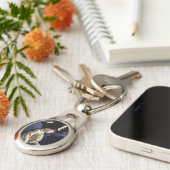 Verdrietige Victoriaans vrouw met veren Pet Sleutelhanger (Zijkant)