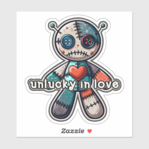 Verdrietige VOODOO Pop Beer PECH IN DE LIEFDE Sticker