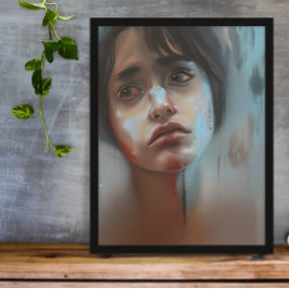 Verdrietige Vrouw Abstracte AI Gegenereerde Kunst Foto Afdruk