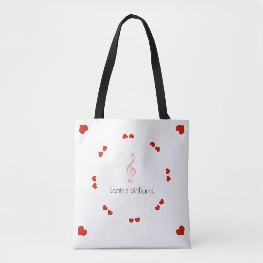 verdrievoudigen en liefdesharten met naam, muziek tote bag (Voorkant)
