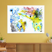 VERDRIJVING UIT HET PARADIJS -Inkt en waterverf Canvas Afdruk (Insitu (Woonkamer))