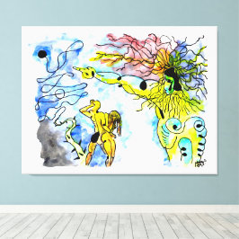 VERDRIJVING UIT HET PARADIJS -Inkt en waterverf Canvas Afdruk