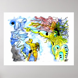VERDRIJVING UIT HET PARADIJS -Inkt en waterverf Poster