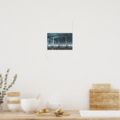 Verdrinkte Griekse tempelwond in het moonlicht Poster (Keuken)
