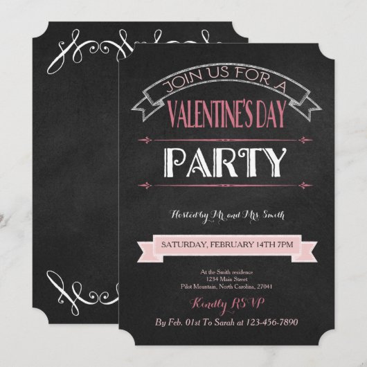 Verdroogd alkbord | Uitnodiging van de partij Vale (Voorkant / Achterkant)