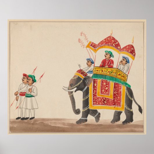 Verdroogd Indiaas olifant met een Canopied Howdah Poster (Voorkant)