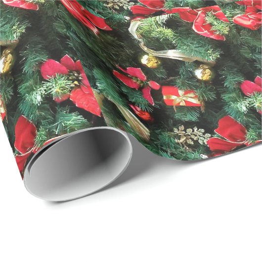 Verdroogd kerstboomrood groen cadeaupapier (Rol Hoek)