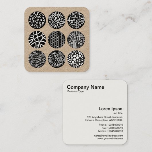Verdroogde cirkels vierkante visitekaartje (Voorkant / Achterkant)