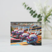 Verdroogde drakenboten op de liefdesrivier briefkaart (Staand voorkant)