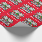 Verdroogde kerst met vuurmotor cadeaupapier (Hoek)