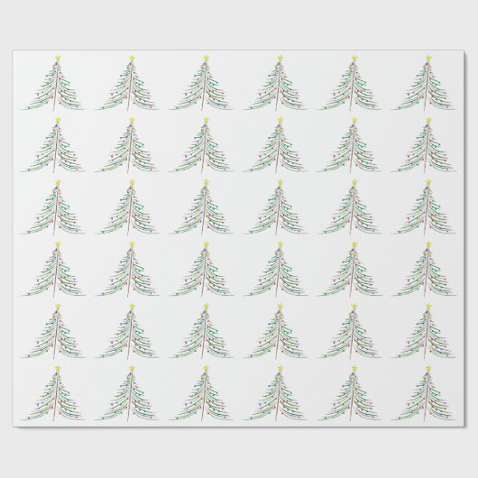 Verdroogde kerstbomen cadeaupapier (Vlak)