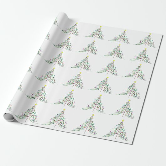 Verdroogde kerstbomen cadeaupapier (Uitgerold)