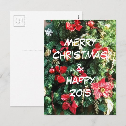 Verdroogde kerstboom feestdagenkaart (Voorkant / Achterkant)