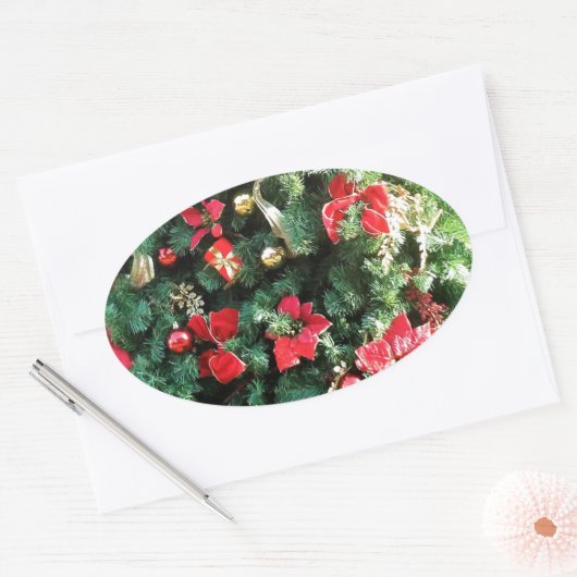 Verdroogde kerstboom ovale sticker (Envelop)