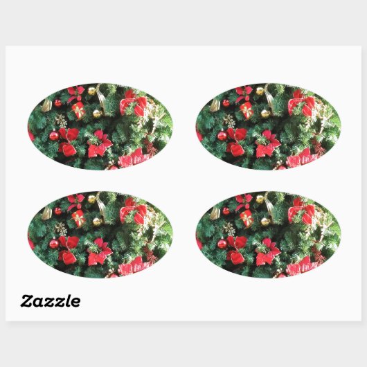 Verdroogde kerstboom ovale sticker (Vel)