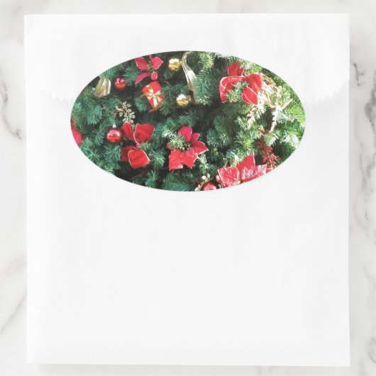 Verdroogde kerstboom ovale sticker (Tas)