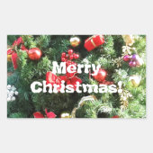 Verdroogde kerstboom rechthoekige sticker (Voorkant)