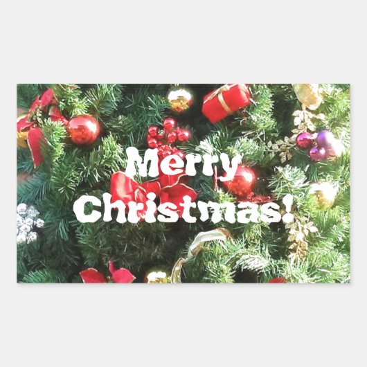 Verdroogde kerstboom rechthoekige sticker (Voorkant)