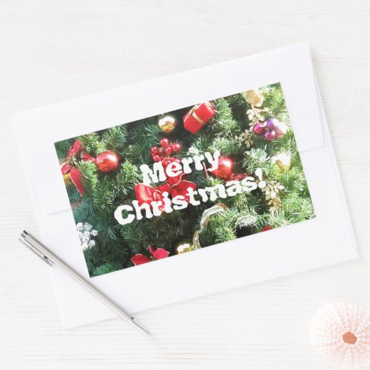 Verdroogde kerstboom rechthoekige sticker (Envelop)