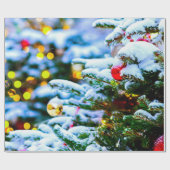 Verdroogde kerstboom, sneeuw, licht cadeaupapier (Vlak)