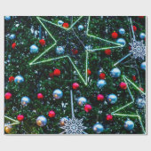 Verdroogde kerstboom, sterren, Kogels Cadeaupapier (Vlak)