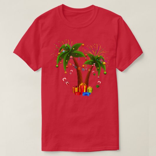Verdroogde kerstpalmboom Tropische Kerstmis Coconu T-shirt (Design voorkant)