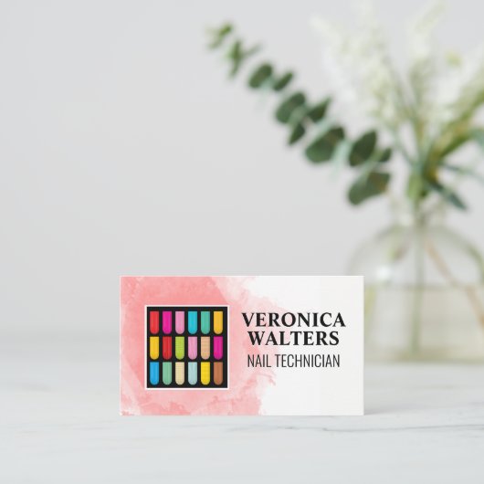 Verdroogde nagels | Achtergrond Waterverf Klantenkaartje (Staand voorkant)