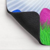 Verdroogde paaseieren in gras |Witte zonnestralen Muismat (Hoek)