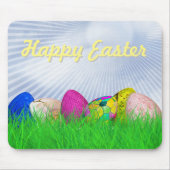 Verdroogde paaseieren in gras |Witte zonnestralen Muismat (Voorkant)