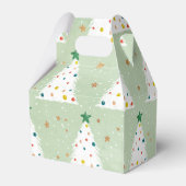 Verdroogde witte kerstbomen Groene Ster & Ornament Bedankdoosjes (Achterkant)