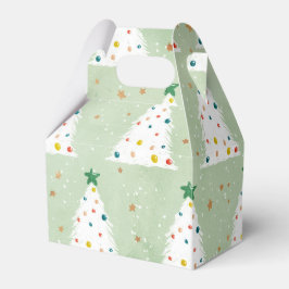 Verdroogde witte kerstbomen Groene Ster & Ornament Bedankdoosjes