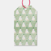 Verdroogde witte kerstbomen Groene Ster & Ornament Cadeaulabel (Voorkant)